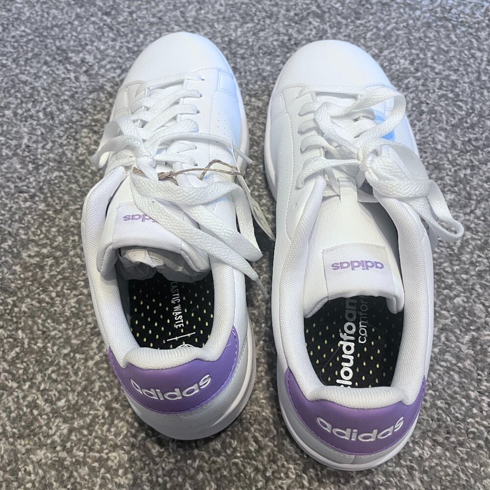 Size 10 - Adidas Advantage White/Violet Fusion W (NEW)